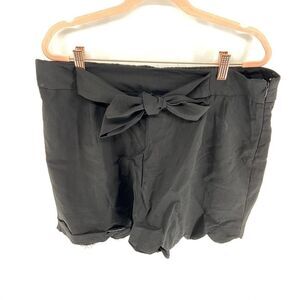 Primark Black Elastic Waist Scallop Cloth Casual Short Womens 12